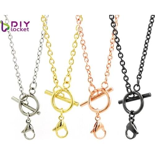 10pcs/lot Stainless Steel 45cm Toggle Clasp Necklace Chain, Customizable Length LSCH16