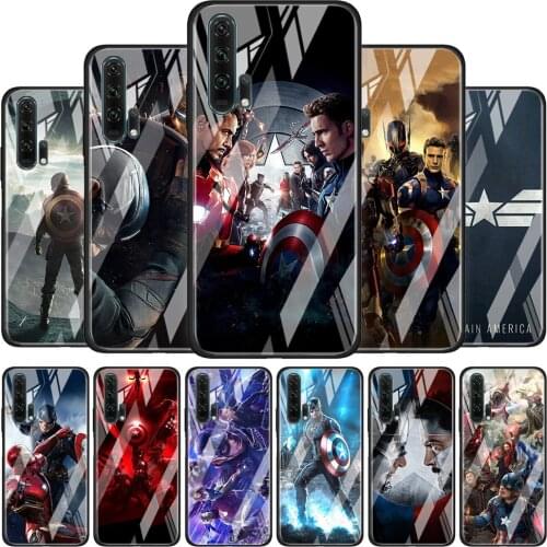 Avengers Captain America Tempered Glass Cover For Honor 30 20 10 9X 8X Lite Pro Plus Phone Case Coque Shell