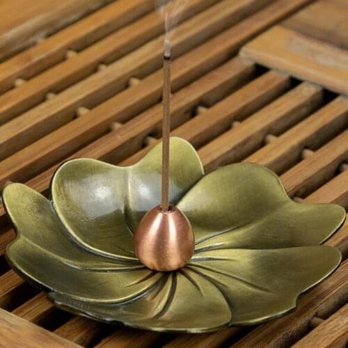 Japanese Style Chan Incense Base Lotus Incense Holder Indoor Zinc Alloy Metal Sandalwood Incense Burner Aroma Furance Tea Pet