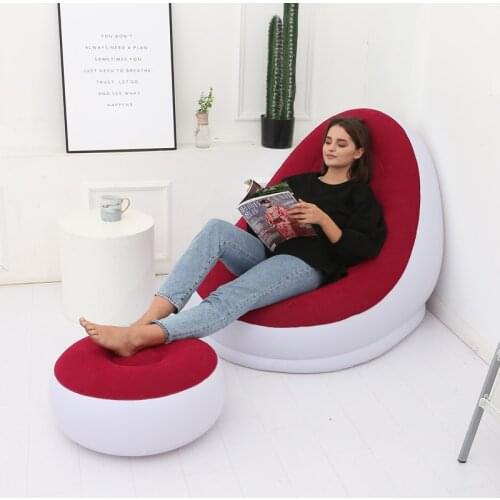 Adult and childrens inflatable lazy chair footstool combination sofa footrest indoor