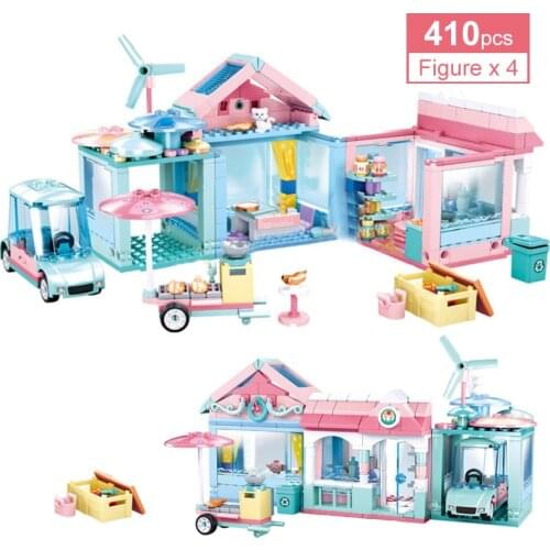 410Pcs Girls Princess Garden Villa Building Blocks Friends Holiday Party Cottage Friendship Figures Model Bricks Toys For Child