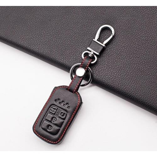 Carrying Leather Car Key Case Fob Hood Fit For 2015 2016 2017 Honda Civic Crv Crad V Accord Pilot Shell Protector 4 Buttons