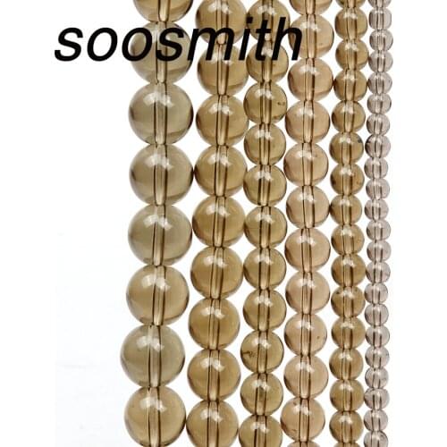 Fashion Gray Man-made Crystal Glass stone Round Beads For Jewelry Making Handmade Diy Charm Beacelet soosmith