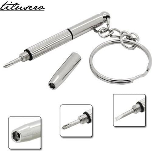 5PCS/Set in 1 Aluminum Steel Eyeglass Screwdriver Set for Sunglass Glasses Watch Repair Tool Kit with Keychain Screwdrivers