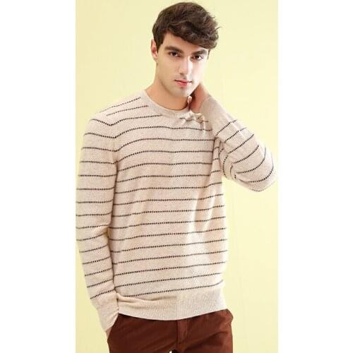 ZHILI 2018 New Autumn Winter Crew Neck Pullover Striped Cashmere Sweater