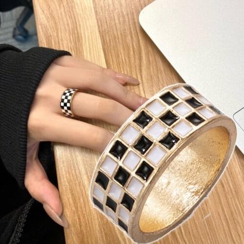 2021 New Fashion Chess Rings Women Girls Gold Luxurious Snake Punk Rings Set Elegant Black White Grid Jewelry Gift Wholesale