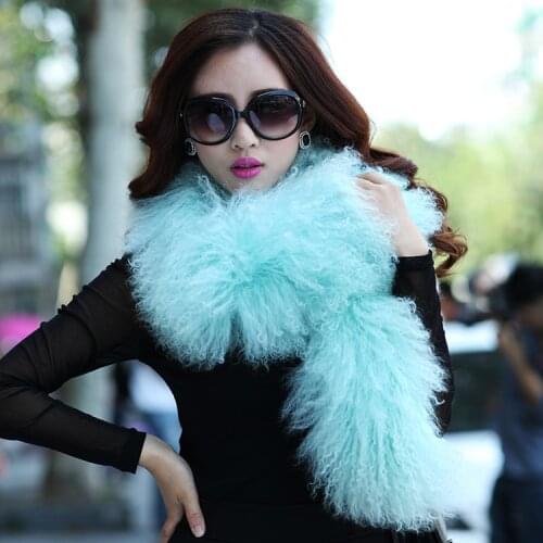 New arrival lady genuine natural tibet lamb fur scarf mongolian lamb fur double faced muffler fashion large collar