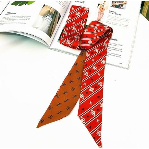 120*5cm New Style Simple All-match Silk Scarf Women Tied Bag Handle Silk Scarf Small Ribbon Small Neckerchief