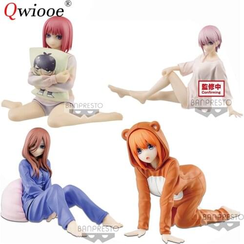 Qwiooe Original Japanese BP Gotoubun No Hanayome Nakano Ichika Nino Sanjiu Yotsuba Pajamas Anime Figures Model Desktop Ornaments