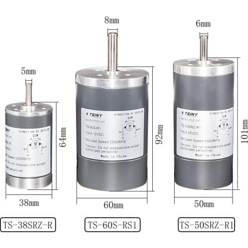 SRZ Diameter 38/50/60mm DC Permanenr Magnet Motor 12V 24V High Speed 2000/3000/4000/5000rpm High Quality DC Brush Motor For DIY