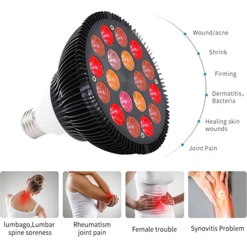 Red Light Therapy Lamp 54W LED Infrared Light Therapy Device 630nm 660nm 810nm 830nm 850nm For Pain Relief, RED LED Grow Bulbs