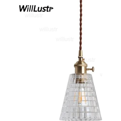 Nordic vintage taper puzzle glass pendant light dinning room home hotel restaurant Japan light copper part glass suspension lamp