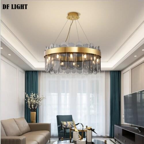 Modern crystal lamp living room ceiling lamp bedroom LED chandelier villa hotel crystal chandelier glass lighting lamp light