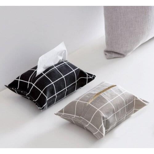 Nordic Style Cloth Art Car Pumping Paper Bag Tissue Box Pumping Box Cotton Linen Tissue Bag Tissue Cover