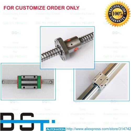Customize order only: SBR16 Linear rail support with SBR16UU+ RM1605 Ballscrew with SFU1605 ballnut + BK12 BF12 +Cable Chain