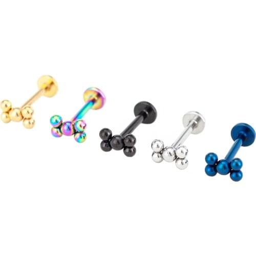 Bow Butterfiy Ear Tragus Lip Stud Labret Earring Plating Women Bone Ball 16G 1.2mm Wholesale Popular Body Piercing Jewelry