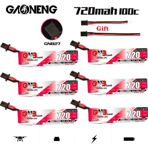1-10Pcs GAONENG GNB 720mah 1S HV Lipo Battery 3.8V 100C/200C for Quadcopter FPV Drone Tinywhoop Frame RC Drone With GNB27 Plug
