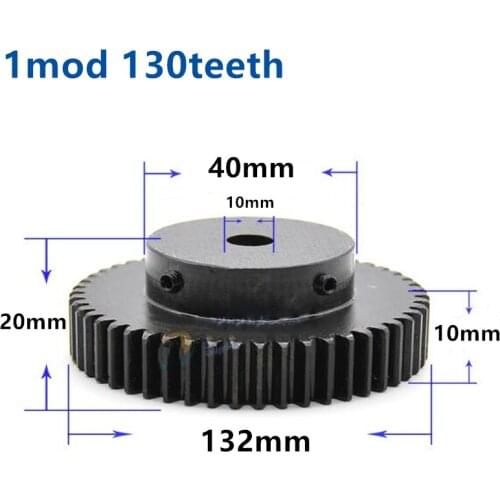 1pc Spur Gear pinion 130T 1 mod gear rack 130 teeth bore 8mm 10mm spur gear precision 45 steel cnc rack and pinion
