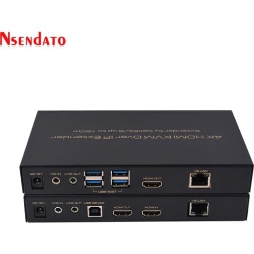 150M/500ft HDMI 4K KVM Over IP Extender Cat5e/Cat6 For 1080P Mouse keyboard 4K 30Hz HDMI Transmitter Receiver KVM RS232 Extender