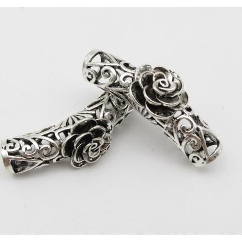 2pcs-4pcs metal flower viking hair braid dread beard dreadlock beads tube rings for Mustache Dreadlock Jewelry DIY Accessories