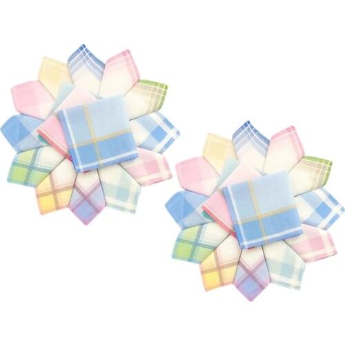 24x Soft Cotton Striped Handkerchiefs Washable Square Hanky Hankie Lot 30x30cm