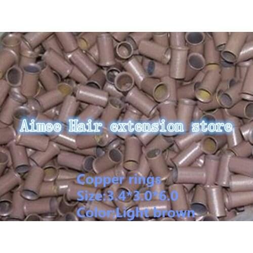 3.4*3.0*6.0mm11#L.brown 1000pcs/pack copper flared ring easily locks/copper tube micro link/ring /bead for i tip hair extension