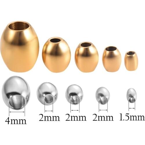 50pcs Large Hole Stainless Steel Barrel Spacer Beads Oval Loose Caps Beads for DIY Bracelet Necklace Jewelry Making Accessories