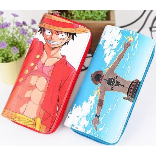 Anime One Piece Cosplay Long Pu Wallet Cartoon Coin Pocket Purse Card Holder Money Bag Gift