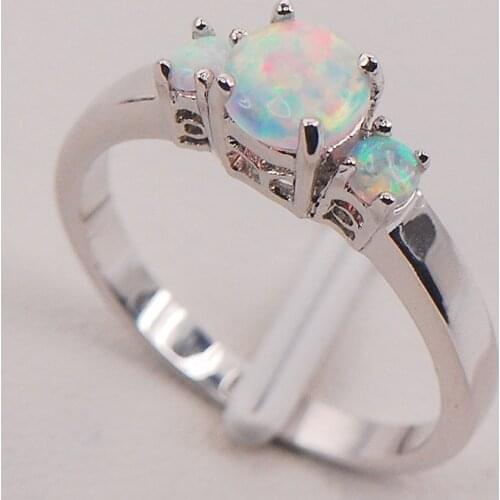 White Fire Opal Australia 925 Sterling Silver Woman Jewelry Ring Size 6 7 8 9 10 11 F575