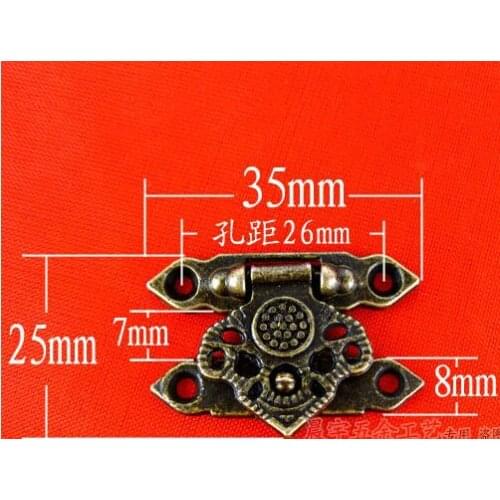 Free shipping10pcs/lot 35*25mm WholesaleAntique Wine box Jewelry box hardware Latch Box lock Buckles wooden box Hasp lock