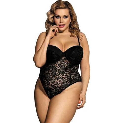 Body Sexy Hot Erotic Lace Body Suits For Women Black White Transparent Sleeveless Plus Size Teddy Lingerie Bodysuit R80285