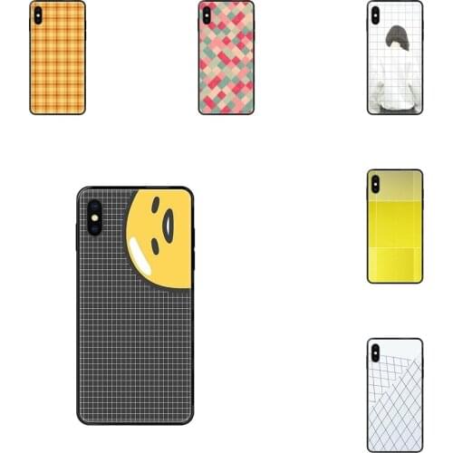 Black Soft Painted Cover Phone Case Luxury Fashion Retro Black White Grid Simple Back First For Galaxy Note 4 8 9 10 20 Plus