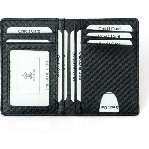 Hot Sale RFID Anti-scan Slim Fashion Carbon fiber Card Holder Purse Men Card Bag Wallet Women Credit Card Cover 11 Card slots