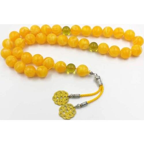 New Arrive Yellow resin Tasbih 33 45 51 66 99 Beads high quality misbaha Mans Islamic bracelets gift Eid ADHA rosary