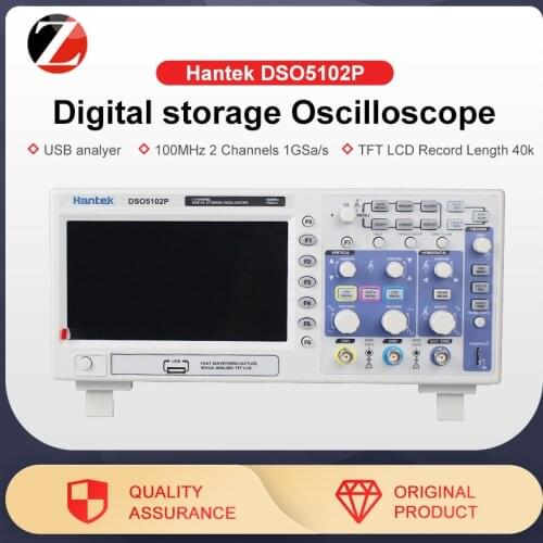 Hantek DSO5102P digital storage Oscilloscope USB analyer 100MHz 2 Channels 1GSa/s 7'' TFT desk LCD Record Length 40k
