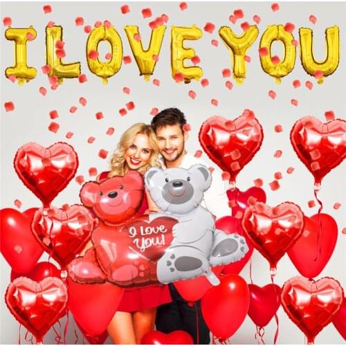 I LOVE YOU Foil Balloons For Valentines Day Wedding Anniversary Proposal Birthday Party Decoration Balloons Ball Party Supplies