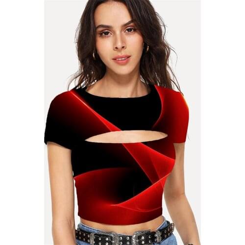 Somepet Abstract T shirt Women Psychedelic Tshirts Casual Art Shirt Print Harajuku Navel Bare Womens Clothing Hip Hop Short