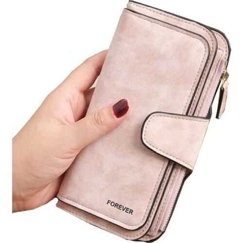Wallet Brand Coin Purse Scrub Leather Women Wallet Money Phone Bag Female Snap Card Holder Ladies Long Clutch Carteira Feminina