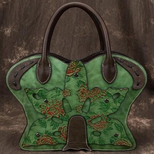 Creative Retro Cowhide Luxury Handbag Genuine Leather Women Tote Bag 2021 New Leisure Handmade Embossing Shoulder Crossbody Bags