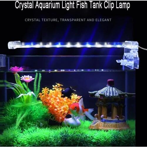Crystal LEDs Aquarium Lighting Aquatic Plant Grow Light Waterproof Clip on Lamp Blue White LED For Fish Tank