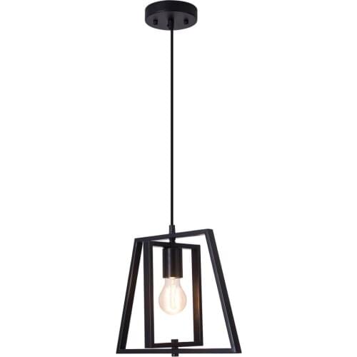 LBTSMUK Modern Industrial Pendant Light with Matte Black Shade, Adjustable Trapezoidal Pendant Lighting for Kitchen Island