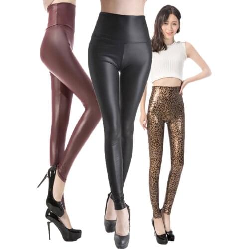 Free Shipping 2020 New Fashion Womens Skinny Faux Leather High Waist Leggings Pants XS/S/M/L/XL 22 Colors