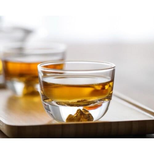 LUWU mount fuji gold glass tea cup heat-resistant glass cup 80ml