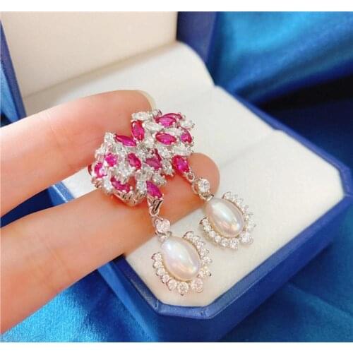 M1104Solid S925 Sterling Silver Water Drop 7-9mm Nature Fresh Water White Pearls Drop Dangle Earrings for Women Fine Presents