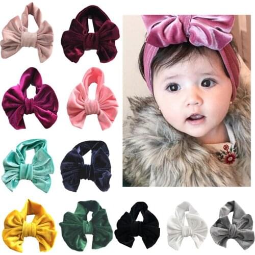 Cute Baby Girl Headbands Gold Velvet Bows Turban Hairband Infant Head Bands Newborn Hair Accessories Baby Festival Headdress