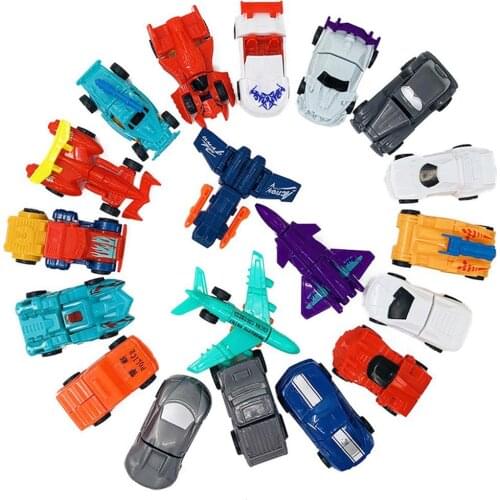 10Pcs Mini Transformation Inertial Car Robot Deformation Model Toy Children Gifts Car Plane Toy for Kid Wholesale