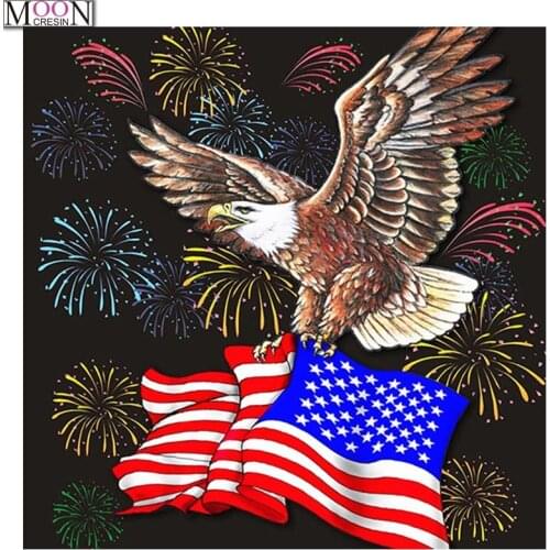 MOONCRESIN DIY Diamond Embroidery American Flag Eagle Painting Cross Stitch Full Square Drill Rhinestone Mosaic Decoration Arts