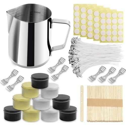 Candle Making Kit DIY Supplies Tins Wicks Craft Tools Pouring Stickers for Supplie Cotton Wicks Large Melting Cup Jars Pot Arts