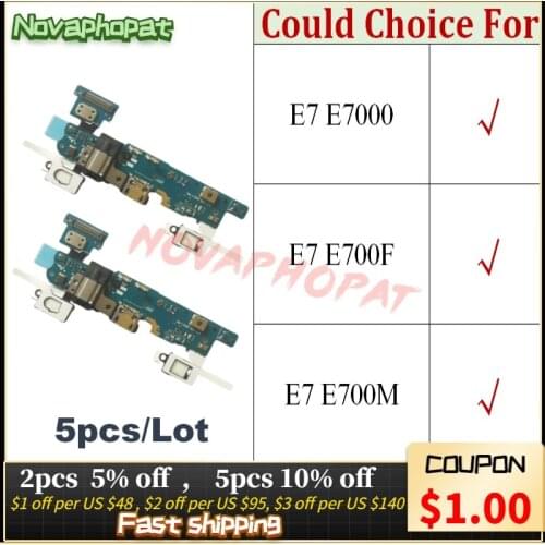 Novaphopat For Samsung Galaxy E7 E700F E700M E7000 Charger Port USB Dock Charging Port Headphone Audio Jack Flex Cable 5pcs/lot