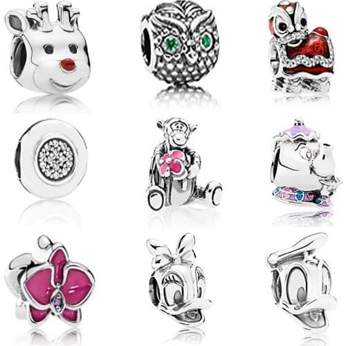 NEW 100% 925 sterling silver teddy bear animal beads cz charm european Fit Bracelet DIY bracelet factory Wholesale